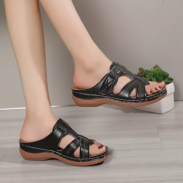 Lyra | Criss-Cross Strap Wedge Sandals