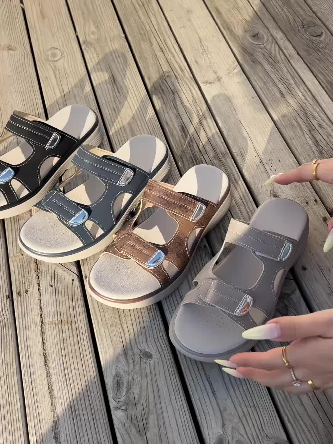 Zoe | Summer Casual Platform Solid Color Wedge Slippers