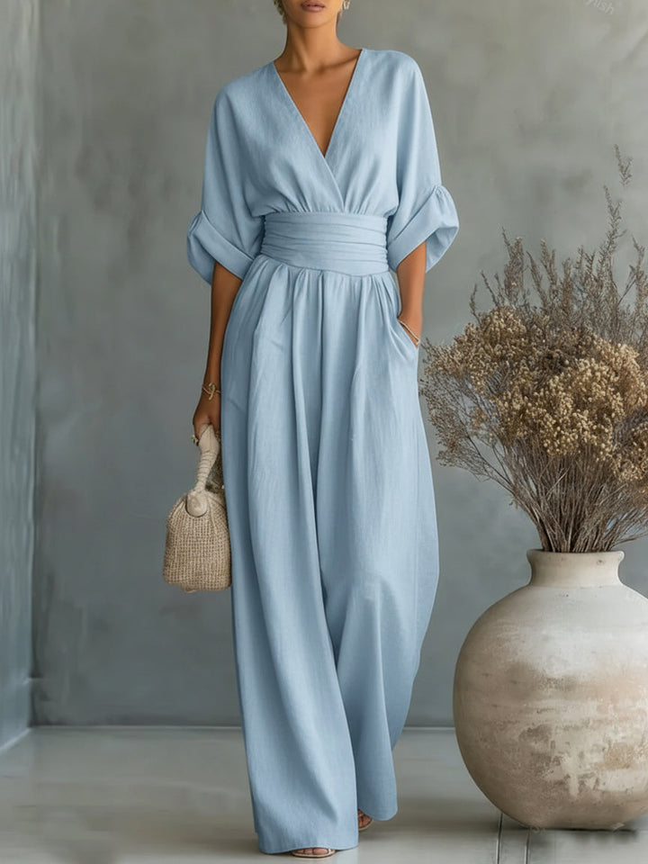 Linda | V-Neck High-Waist Jumpsuit