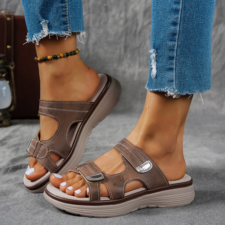Zoe | Summer Casual Platform Solid Color Wedge Slippers