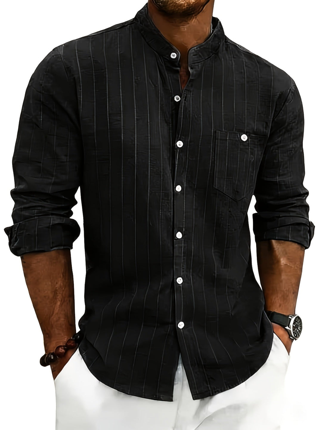 Auden | Men's Retro Striped Linen Shirt