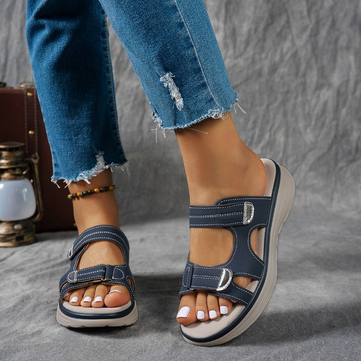 Zoe | Summer Casual Platform Solid Color Wedge Slippers