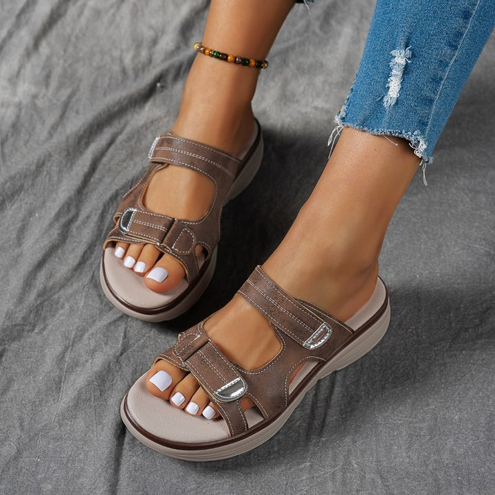 Zoe | Summer Casual Platform Solid Color Wedge Slippers