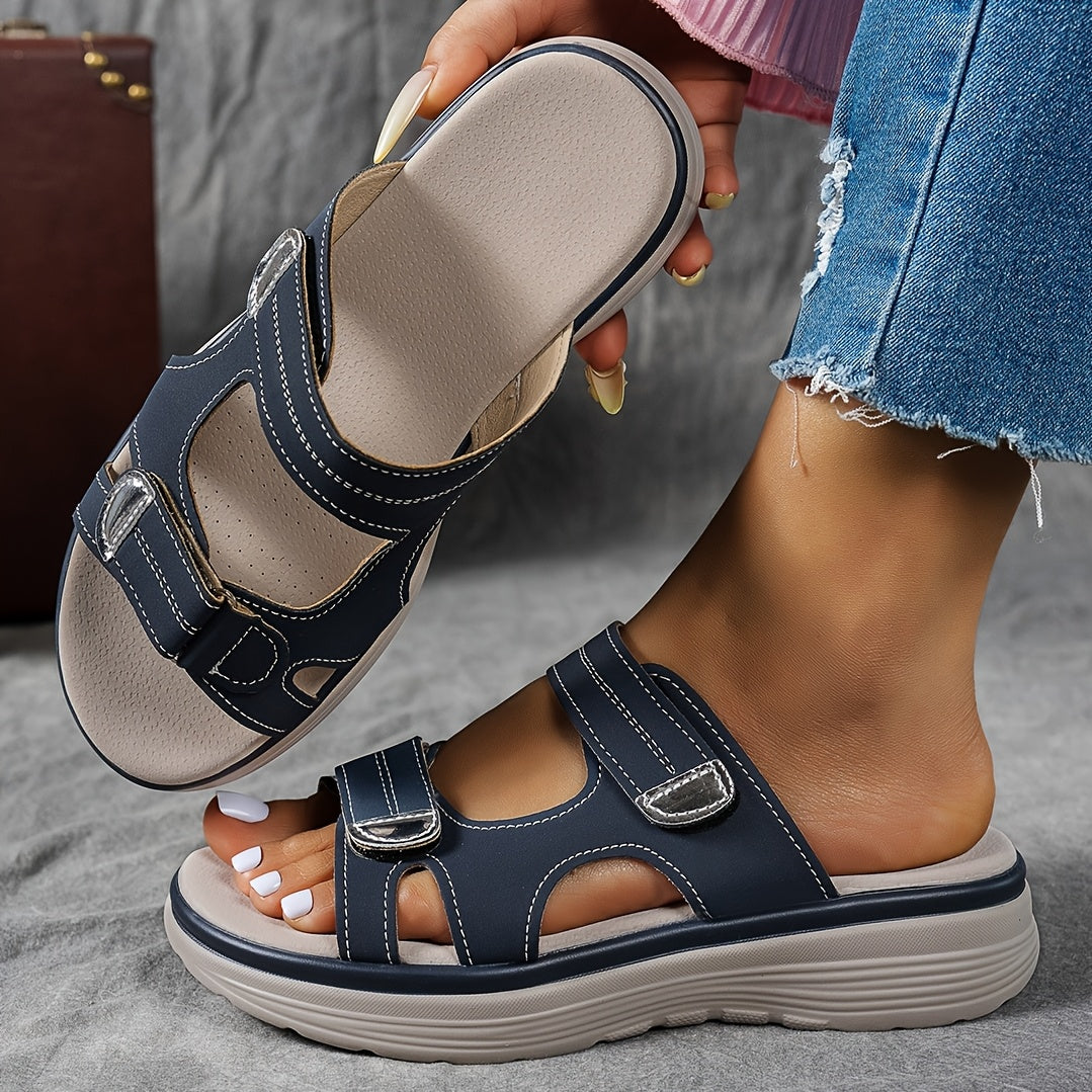 Zoe | Summer Casual Platform Solid Color Wedge Slippers