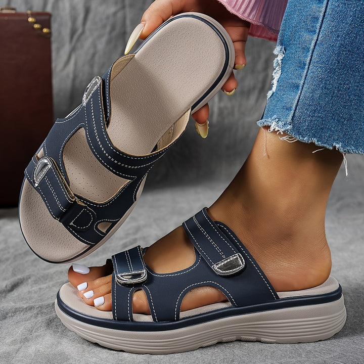 Zoe | Summer Casual Platform Solid Color Wedge Slippers