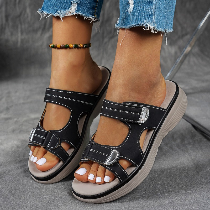 Zoe | Summer Casual Platform Solid Color Wedge Slippers