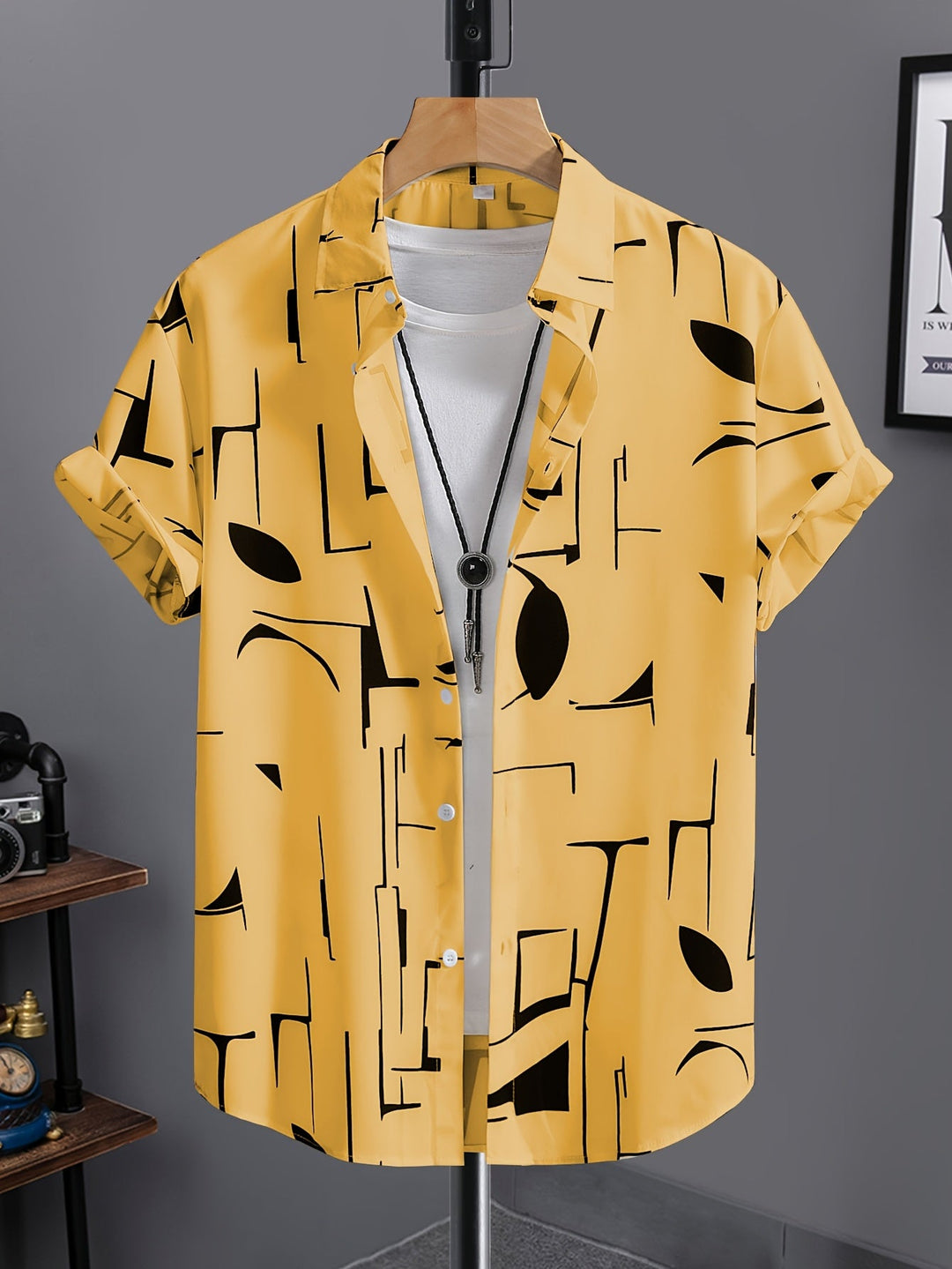 Calder | Men's Beach Print Short Sleeve Shirt