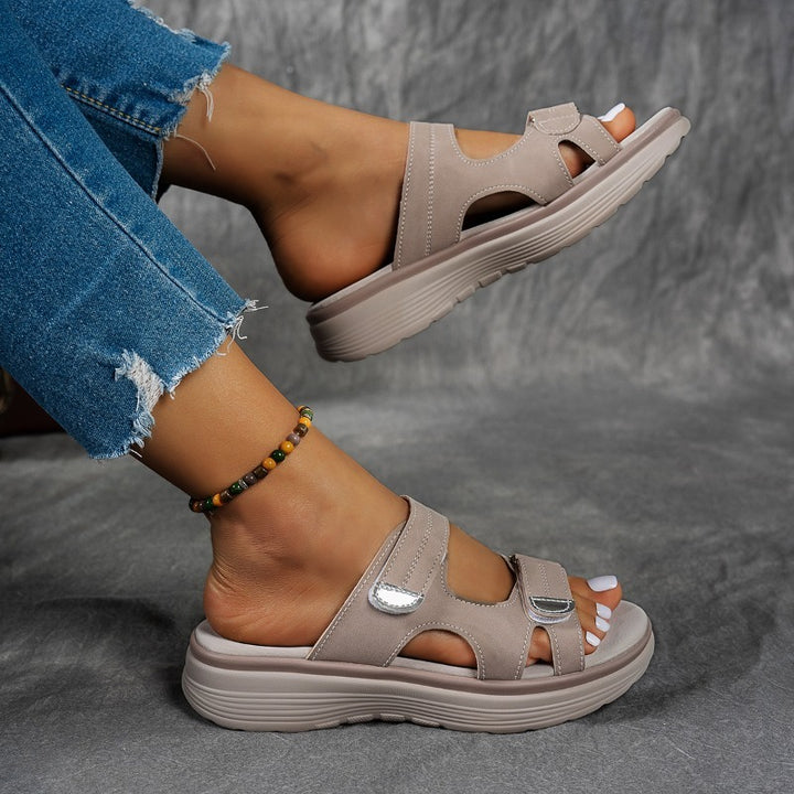 Zoe | Summer Casual Platform Solid Color Wedge Slippers