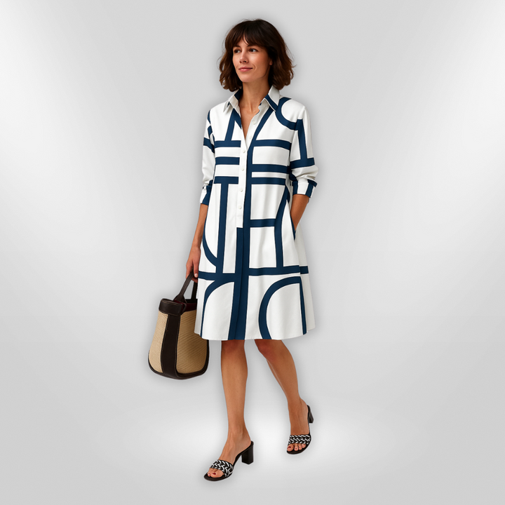 Camilla | Midi Dress with Geometric Design