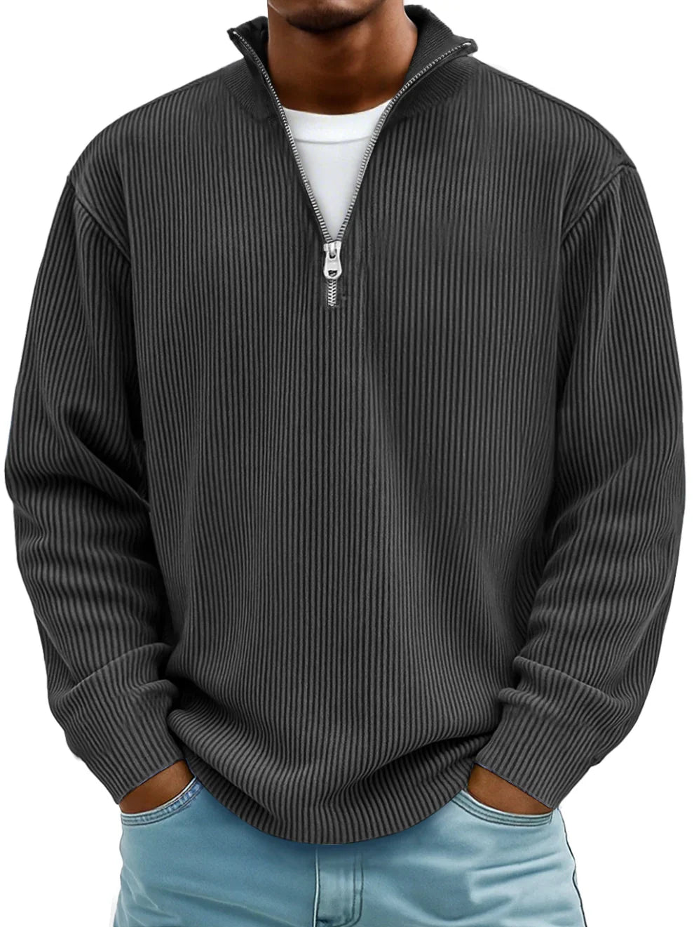 Jude – Trendy Half-Zip Knitted Sweater