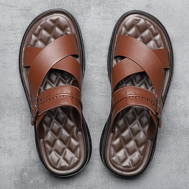 Dominic | Men's Leather Cross-Strap Sandals