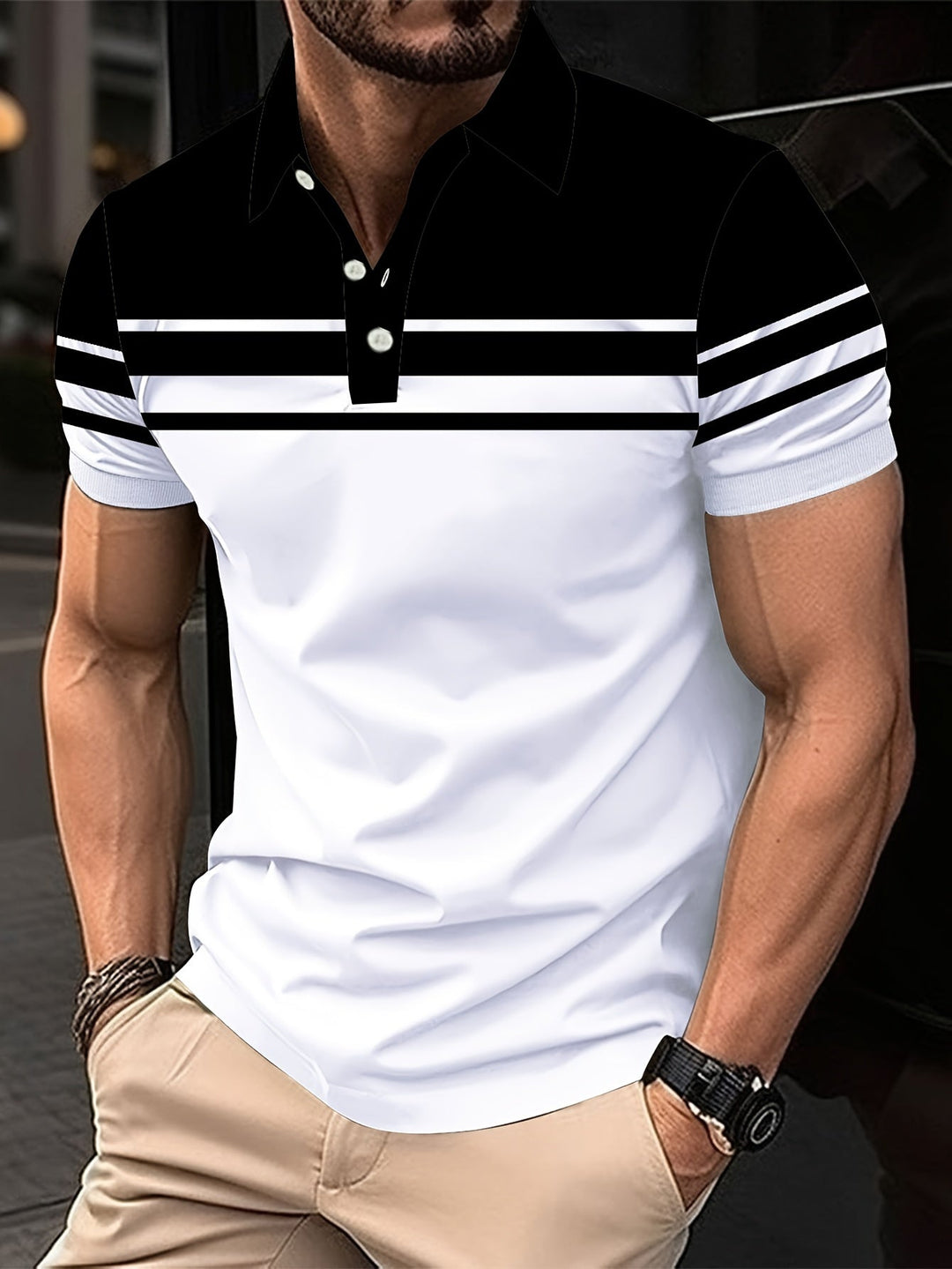 Crane | Men's Chest Stripe Short Sleeve Polo Shirt