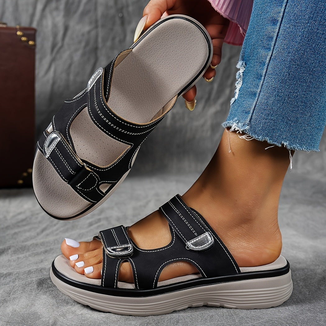 Zoe | Summer Casual Platform Solid Color Wedge Slippers