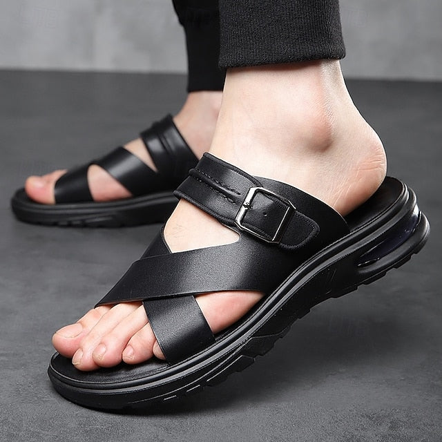 Dominic | Men's Leather Cross-Strap Sandals