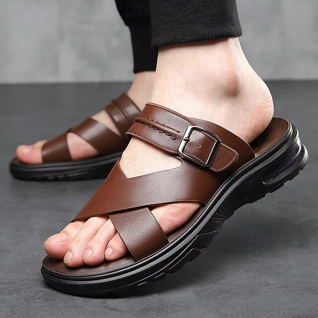 Dominic | Men's Leather Cross-Strap Sandals