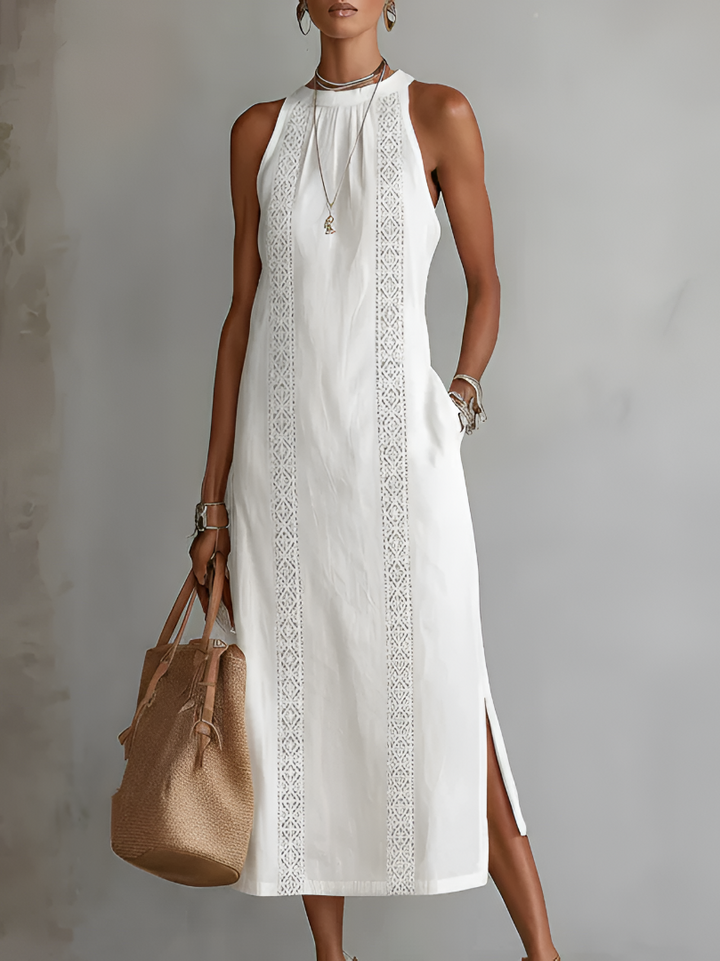 Wioletta | Loose-Fit Embroidered Midi Dress with Collar