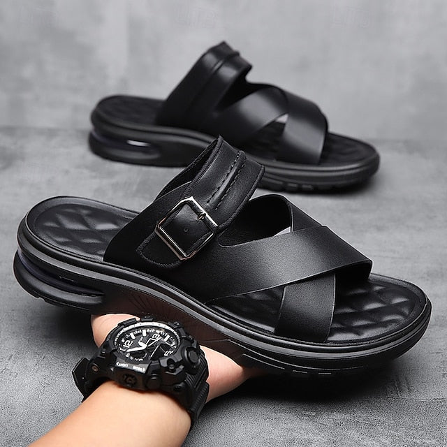 Dominic | Men's Leather Cross-Strap Sandals