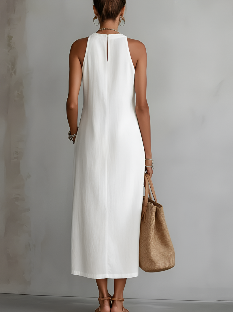 Wioletta | Loose-Fit Embroidered Midi Dress with Collar