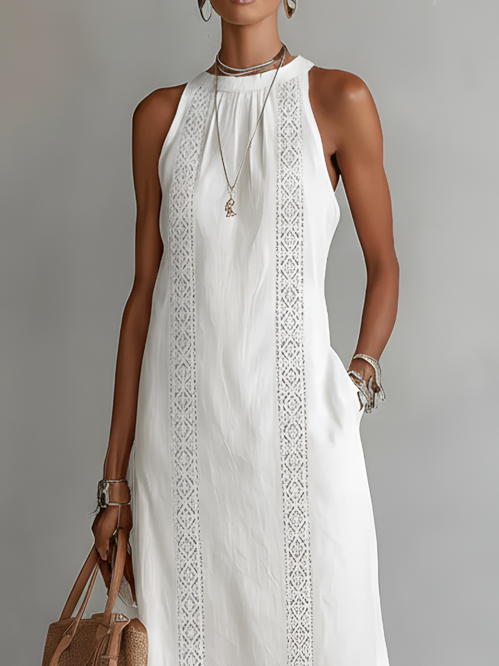 Wioletta | Loose-Fit Embroidered Midi Dress with Collar