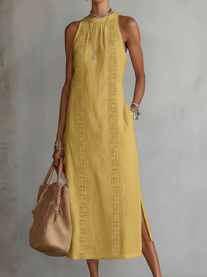 Wioletta | Loose-Fit Embroidered Midi Dress with Collar