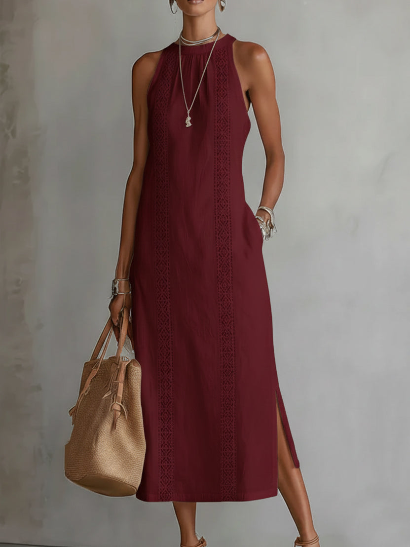 Wioletta | Loose-Fit Embroidered Midi Dress with Collar