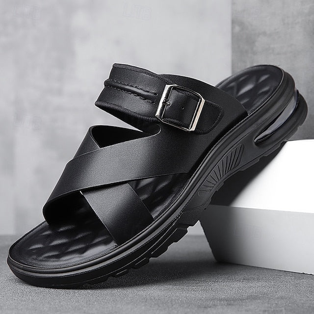 Dominic | Men's Leather Cross-Strap Sandals