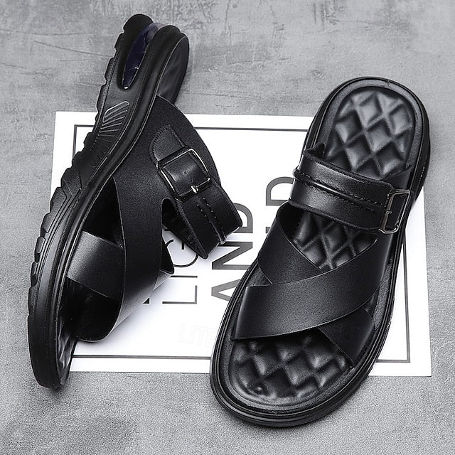 Dominic | Men's Leather Cross-Strap Sandals
