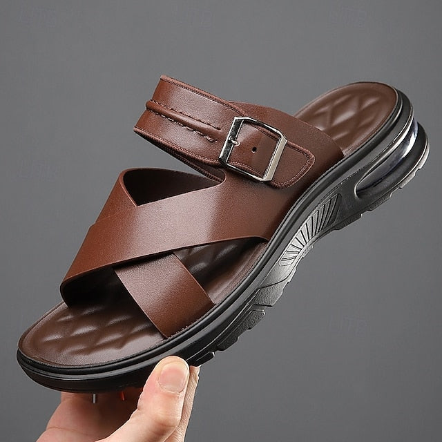 Dominic | Men's Leather Cross-Strap Sandals